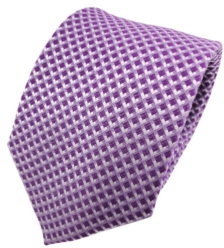 TigerTie diseñador corbata de seda - morado lila violeta plata a cuadros