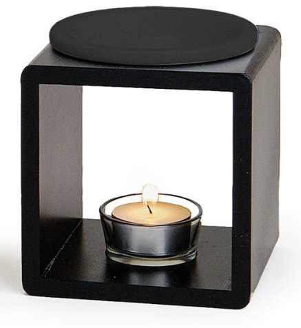 levandeo Duftlampe Farbe: Schwarz - Holz + Keramik - Aromalampe Aromaspender für Duftöl/Duftwachs