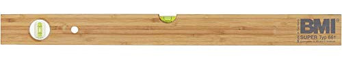 BMI Holzwasserwaage 661 Länge 100 cm (aus Hartholz, Oberfläche geölt, geringe Hitzeleitung, ideal für Sanitär + Straßenbau, 2 Libellen, Messgenauigkeit 1,0 mm/m) 661100, Orange