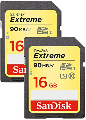 SanDisk Extreme 16 GB SDHC UHS-I U3 Memory Card, Twin Pack, Up to 90 MB/s Read