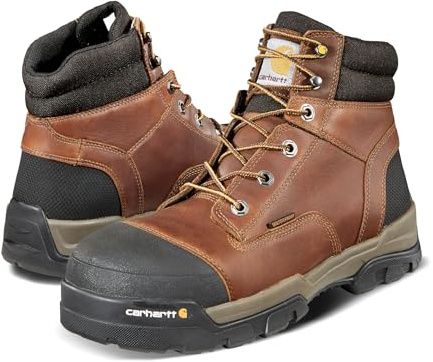 Carhartt Ground Force 6” Waterproof Composite Toe Boot - Durable Slip-Resistant Outsole with Rubber Heel, Composite Safety Toe, and Insite Footbed, Red Brown - 12W