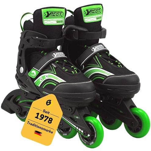 Best Sporting Inline Skates Kinder I Rollschuhe größenverstellbar 30-33 I robuste Inliner für Jugendliche mit Bremse I grün - schwarz I Rollerskates Schuhe Kinder I Inliner mit 4 Rolllen