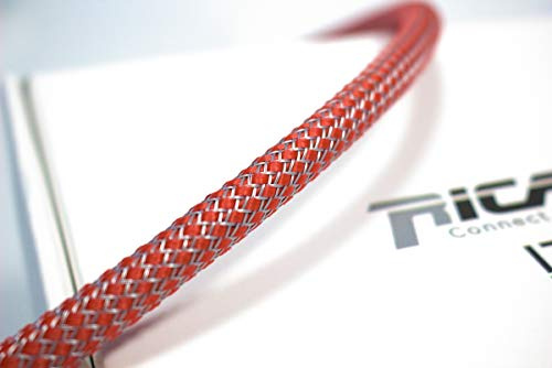 Ricable Custom RG08/20 -Rouge/Gris 20m - Gaine de Protection tressée pour câble 4-10 mm