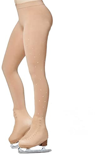 DANCEYOU Ice Skate Over the Boot Figure Skating Tights with Rhinestone, MC