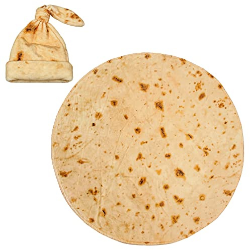 Burrito Wickeldecke für Neugeborene, Tortilla und Mütze, 86,4 cm, weiches Flanell, Burritos, sichere Dusche