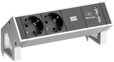 BACHMANN DESK2 | 2X Schutzkontakt | 1x USB-Charger | weiß