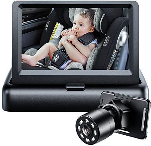 Itomoro Baby Car Mirror, View Infant in Rear Facing Seat with Wide Crystal Clear View,360° Rotation Plug and Play Easy Install baby car monitor 1080p