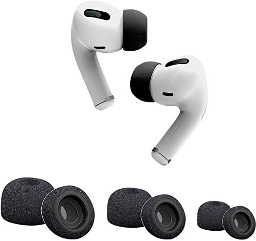 CANOPUS Memory Foam Tips, Ersatz Memory Foam In-Ear Kopfhörer Ohrpolster, kompatibel mit AirPods Pro Gen 1 & 2, um Abfallen zu vermeiden, 3 Paar (klein, mittel, groß), Schwarz