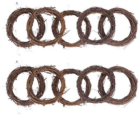 SUPVOX Rattan Wreath Ring DIY Wreath Decorations for Front Door Party Home Wall Hanging Decor 10 Pcs 10CM