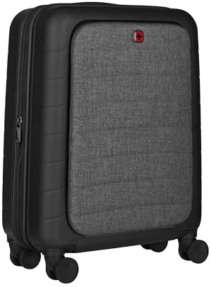 WENGER Syntry Handgepäck Trolley, Notebook bis 14 Zoll, Tablet bis 10 Zoll, 36 (44) l, Hartschale, Damen Herren, Business-Reisen Urlaub, Schwarz/Graumeliert, 610163