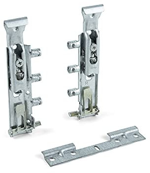 Emuca - Ferrure de suspension invisible pour modules hauts, avec plétine, charge 65 kg, Acier, Zingué, 5 un.