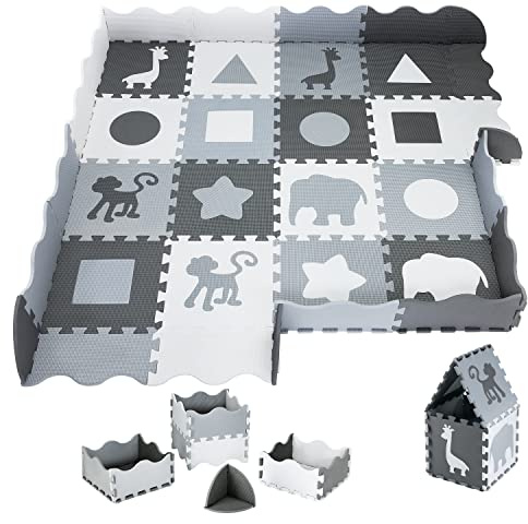 Moby-System Tappeto Puzzle Bambini 150 x 150 cm - Tappetino da Gioco per Neonati e Bambini, Materiale Atossico e Inodore, Supporta Sviluppo Motorio e Primi Passi, Superficie Lavabile - Pmf-3