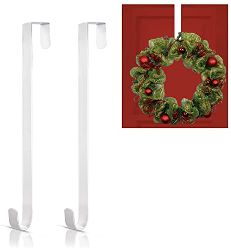Mienocol 2 Stück Weihnachtskranz Haken Weiß,30cm Türhaken Zum Einhängen, Türhaken für Weihnachtskränze Hakenhalter zum Aufhängen über der Tür für Weihnachten Haustür Dekoration