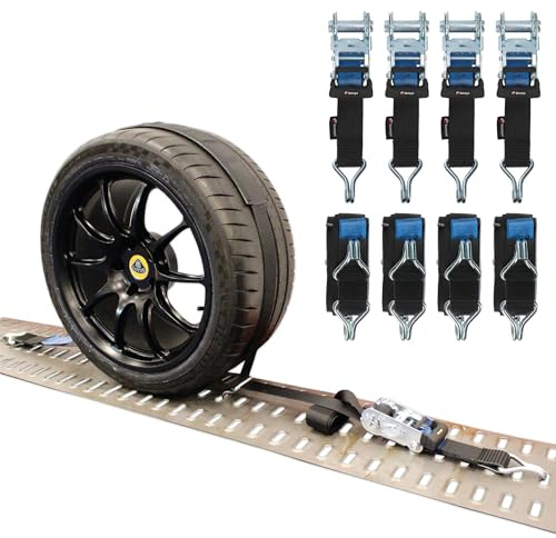 TENSYS Overwheel Lashing Ratchet Strap - Heavy Duty Ratchet Wheel Straps w/Claw Hooks, Gripper Tyre Sleeve, Polyester Webbing, Soft Grip, Reinforced Rubber Coated Handle, 50mm x 3.5m, Black, 4 Pack