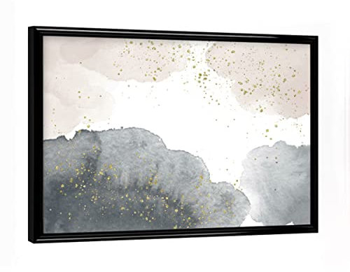 artboxONE Poster mit schwarzem Rahmen 18x13 cm Abstrakt Sparkling Watercolour Clouds - Black Nude - Bild Gold