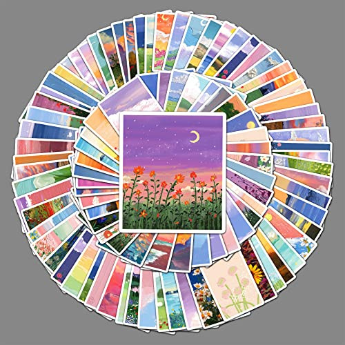 100Pcs Scenery Stickers Laptop Car Scrapbook Phone Skateboard Aesthetic Nature Landscape Stickers Vinyl Waterproof Aesthetic Personalised Stickers for Teens Boys Girls Adults Children