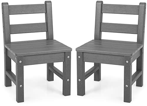 LIFEZEAL Kinderstühle 2er Set, Schreibtischstuhl Kinder aus Holz, Gartenstuhl Kinder mit Rückenlehne, Kunststoff Kinderschreibtischstühle, Stabile Kinder Sitzgruppe, Stuhl für Kinder