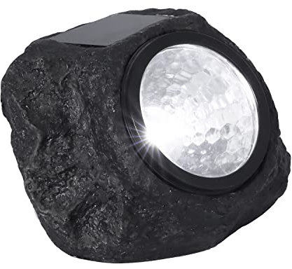 VELAMP Sunstone Lampada Solare a Forma di Pietra – 3 LED Integrati, Nutrimento Solare, Accensione Automatica al Tramonto, Effetto Realistico Roccia, Plastica UV-resistente