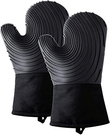 KOSECO Oven Gloves,Heat Resistant Gloves,1 Pair Silicone Oven Extra Long Flexible Oven Gloves with Liner Mittens Oven Glove Home Heat Resistant Gloves