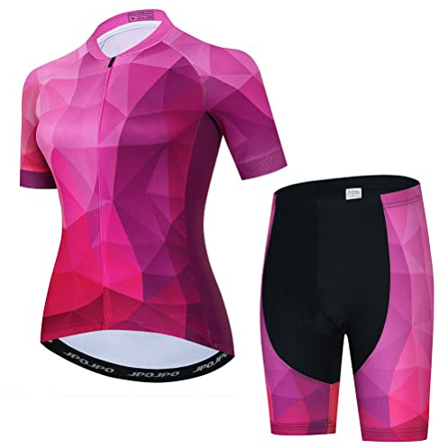 Damen-Fahrradtrikot-Set, Sommer-Kurzarm, Mountainbike-Shirt und Shorts Set für MTB-Anzug, Fahrradbekleidung