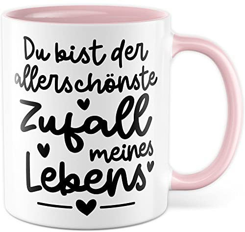 Liebes Tasse mit Spruch Schönster Zufall Ehemann Ehefrau Geschenkidee Freund Kaffeetasse Geschenk für Freundin Valentinstag Kaffeebecher Ehe Becher Beziehung (Weiß & Rosa)