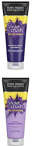 John Frieda Violet Crush Intensive Purple Shampoo & Purple Conditioner: for Blonde Hair, Toning for Brassy Blonde Hair, 2x250 ml
