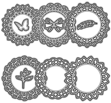 TONAUP 6 STK Stanzschablonen Runde Blumenbordüre, Stanzschablonen Stanzformen, Prägeschablonen, Metall Stanzformen für DIY Scrapbooking handgefertigtes Geschenk Fotoalbum Scrapbook Dekor