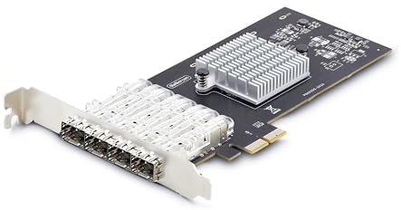 StarTech 4-Port GbE SFP Netzwerkkarte, Intel I350-AM4, PCIe 2.0 x2, LWL | 1000BASE Kupfer, LWL, LAN Karte, Netzwerkadapter, Desktop, Server, 4x 1GbE, PCIe x4 x8