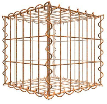 Gavión oxidado de 30 x 30 x 30 cm (largo x alto x profundidad), malla de 5 cm x 10 cm, espiral