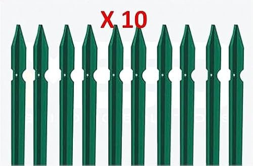10 PZ Palo paletto in Ferro PLASTIFICATO a T 30x30x3 mm plastificato Verde per Rete Recinzione Metallica (150)