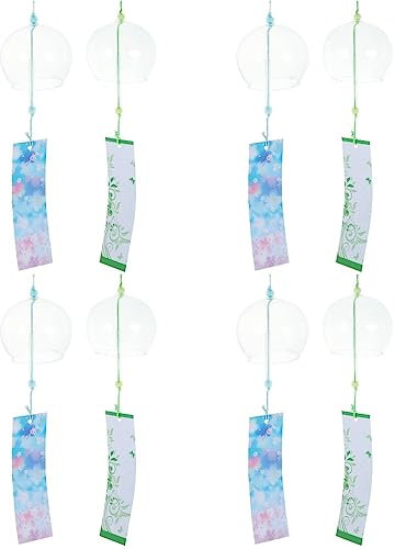 Carillons éoliens en Verre Paquet de 8 carillons éoliens Japonais Carillons éoliens en Verre Cloches à Vent Bannières de Noël japonaises en Verre Faites à la Main (Color : Transparent, Size : 0.62 G