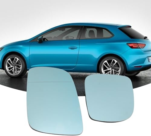 Konuooer Heizung Spiegelgläser spiegelglas Spiegel außenspiegel (Links und rechts) Asphärisch konvexer Blau Set Kompatibel mit Bora Golf 4 Passat Ibiza 1911901