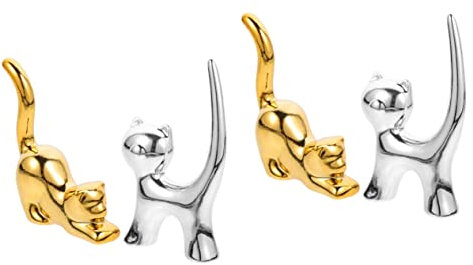 Ciieeo 4stücke Teiliges Katzen Ringhalter Keramischer Schmuckständer Und Dekorativer Organizer Für Mädchen Schmuckdisplay Mit Einzigartigem Katzen-design Für Aufbewahren Und