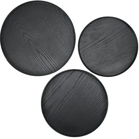 TOPINCN Vassoi da Portata Stoviglie Rotonde in Legno Vassoio di Frutta da Dessert 30 Cm 27 Cm 24 Cm Diametro per la Casa Hotel 3 Pezzi/set