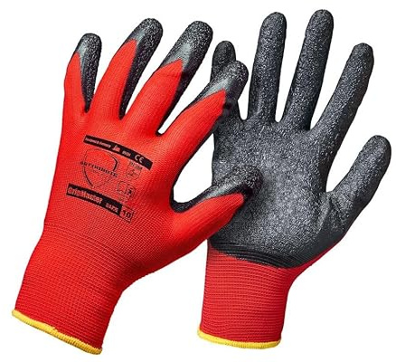 Arttribute Arbeitshandschuhe Herren Damen Gartenhandschuhe Mechaniker Handschuhe Montagehandschuhe mit Latex Beschichtung und rutschfestem Grip Robust Bequem GripMaster (9-L (12Paar))