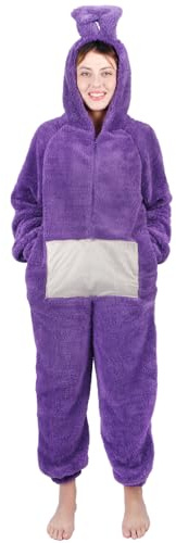 Costume Onesie Pyjama, Déguisement Tele Tubbies Onesie pour Adultes avec Capuche, Déguisement Animal Jumpsuit pour Adultes Cosplay Carnaval Halloween Pyjama Noël Fête Pyjamas Doux pour Femmes, rouge