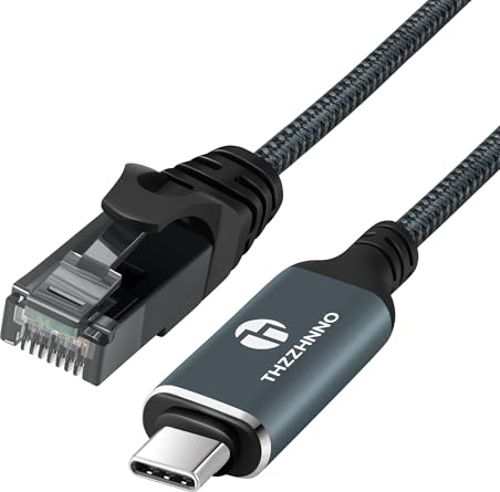 Thzzhnno USB C auf Ethernet Kabel 3M, Typ C auf RJ45 Gigabit LAN Netzwerk Adapterkabel Kompatibel mit MacBook Pro/Air, iPad Pro, iPhone 15 Serie, Thunderbolt 3/6, Galaxy