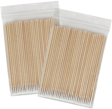 Eyxformula 200 pcs Microblading Cotton Buds with Small Precision Tips, 4-Inch Wooden Sticks, Disposable Mini Pointed Cotton Swabs for Eyebrow Tattoo, Brow Mapping, Permanent Makeup, Nail Clean, Crafts
