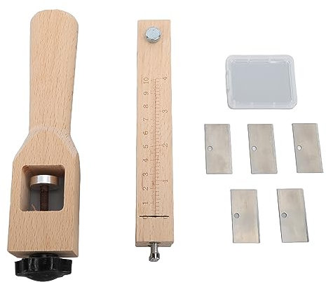 Lybunair Taglierina a nastro in pelle, regolabile, con manico in legno e 5 lame in acciaio inox per progetti fai da te e fai da te