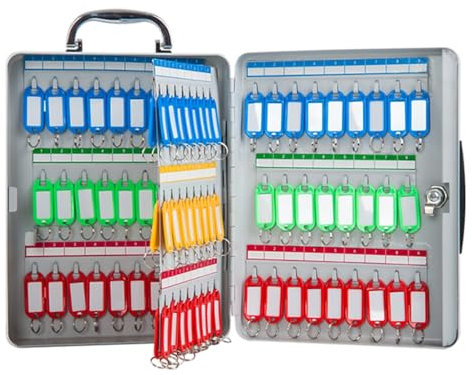 Boîte à clés murale avec 100 étiquettes pour clés - Cadenas de valise avec clés de rangement sécurisé (30 x 23 x 8 cm)