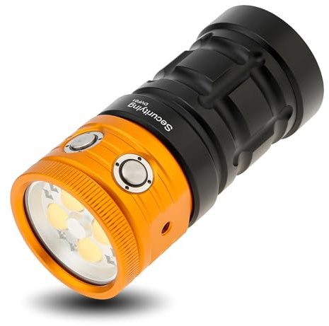 SecurityIng Dive Torch, DF15 25000Lumens Diving Torch, 100m Underwater Video Torch, Scuba Diving Torch with Rechargeable Waterproof Flashlight for Underwater Photography and Videography (DVF01)