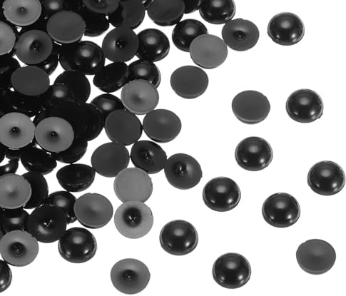 sourcing map Lot de 300 perles d'imitation demi-rondes en plastique ABS pour loisirs créatifs, chaussures, décorations, vêtements, mariage, Noël, cadres photo, 10 mm, noir