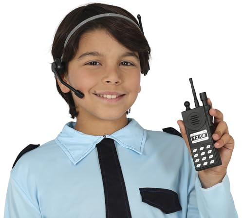 FIESTAS GUIRCA | Walkie-Talkie Set mit Kopfhörer (Einheitsgröße) – Kostümzubehör für Polizei, Spion und Detektiv – Gadgets für Karneval, Mottopartys und Rollenspiele – Erwachsene Kinder – Schwarz