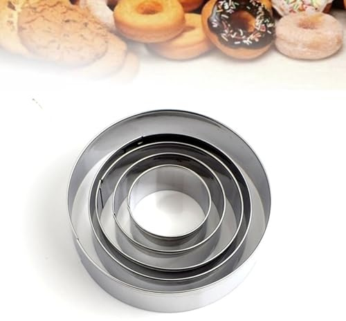 Okaywork 5 Piezas Galletas de Acero Inoxidable, Molde Galletas, Cortadores de Galletas, Cortar Galletas en Forma, 11,5 cm, 9,5 cm, 7,5 cm, 5,5 cm, 4 cm. (Redondo)
