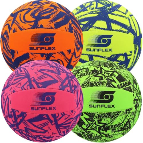 Sunflex® Neopren Zubehör Beach- und Funball Funky Größe 3 | Volleyball & Strandball weich & leicht für den Strand & das Wasser | Spielball extrem robust & für Jede Altersgruppe