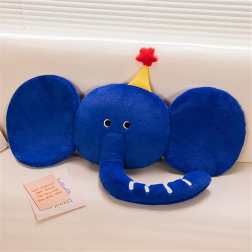 Ueiwffzo Kuschelkissen Kinder Elefant Plüsch Kissen Plüschkissen Weiches Flauschiges Kopfkissen Kissen 85 * 60cm Pillow Zierkissen Sofakissen für Kinderzimmer Decor (Blau)