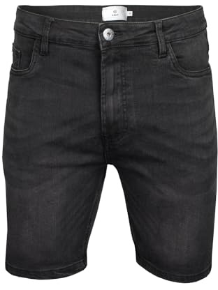 Xact Bermuda Jeans Uomo Stretch Taglio Regolare 5 Tasche Zip Pantaloncini Denim Estate Casual (Black Wash) 30
