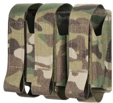M-Tac Taktische Granatentasche für 3 VOG-25 Granaten – MOLLE-kompatible Munitionstasche aus Cordura Squadron, Laser-Cut-System, Militär Ausrüstung für Airsoft, Paintball, Multicam
