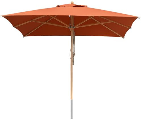 anndora Sonnenschirm 3x3m rechteckig Buche FSC zertifiziert - Gartenschirm mit Holzgestänge - hochwertiger Olefin Stoff - Terrakotta