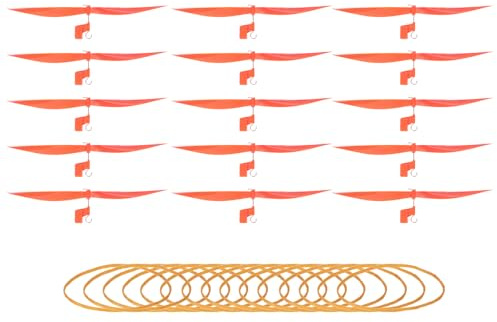 sourcing map Plastic Propeller, Propeller Props Blade with Rubber Band Hooks Helicopter Kit 7 Fold Resistant for STEM Activities Powered Airplanes DIY Science(Orange, Pack of 15)
